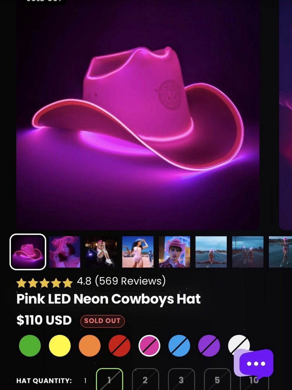 Neon Cowboys Pink LED Neon Cowboys Hat Pink